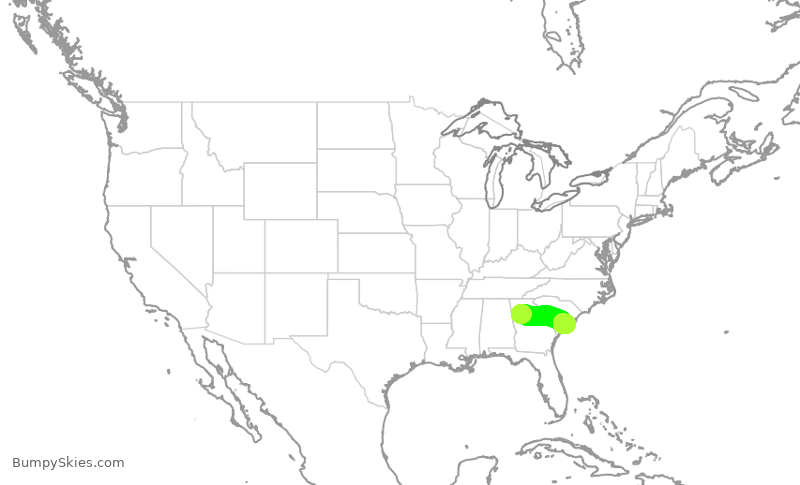 Turbulence forecast map for DAL2525, ATL to CHS
