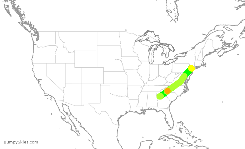 Turbulence forecast map for DAL2527, ATL to EWR