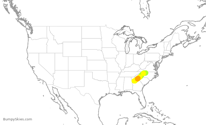 Turbulence forecast map for DAL2539, ATL to GSO
