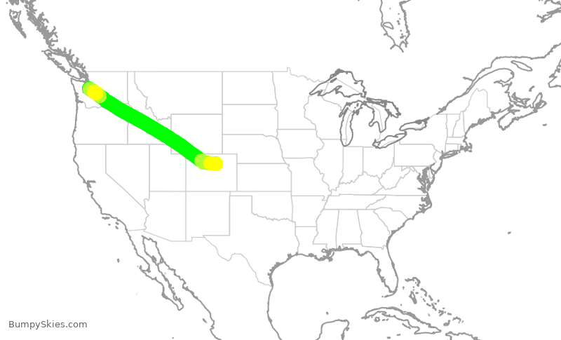 Turbulence forecast map for DAL2543, DEN to SEA