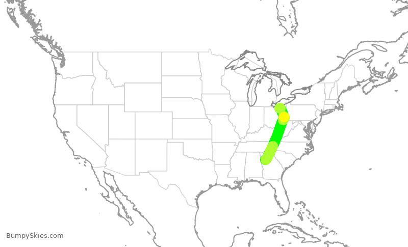 Turbulence forecast map for DAL2545, CLE to ATL