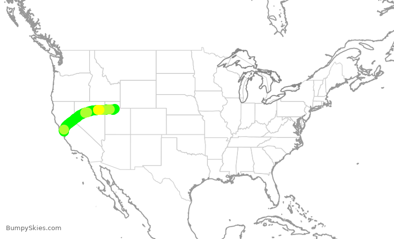 Turbulence forecast map for DAL2550, SJC to SLC