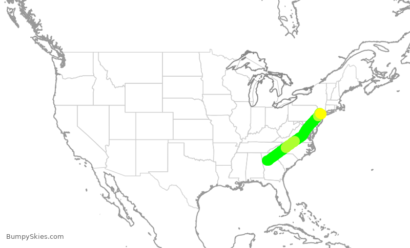 Turbulence forecast map for DAL2552, ATL to EWR