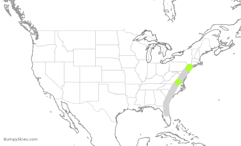 Turbulence forecast map for DAL2564, MCO to LGA