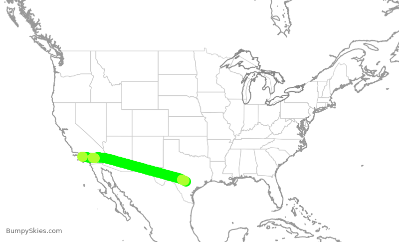 Turbulence forecast map for DAL2568, LAX to SAT