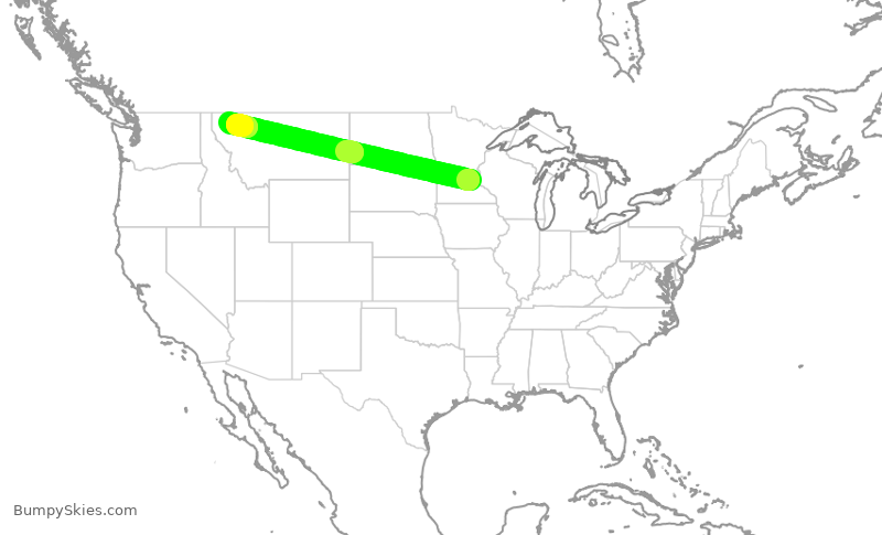 Turbulence forecast map for DAL2575, MSP to FCA