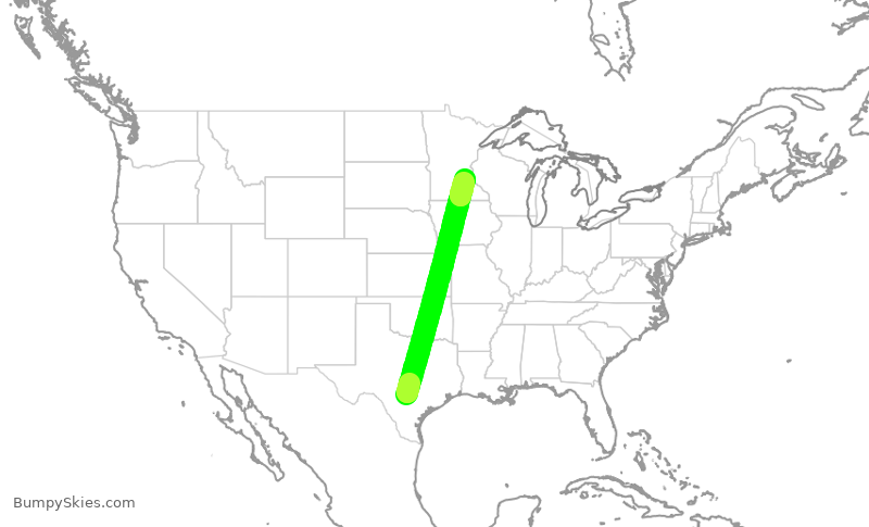 Turbulence forecast map for DAL2580, SAT to MSP