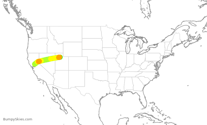 Turbulence forecast map for DAL2585, SLC to SMF