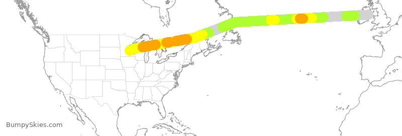 Turbulence forecast map for DAL258, MSP to IDW