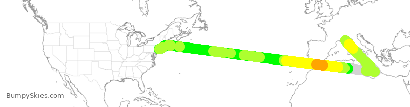 Turbulence forecast map for DAL25, FMN to JFK