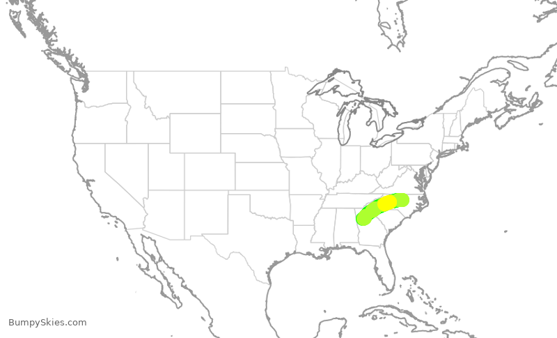 Turbulence forecast map for DAL2600, RDU to ATL