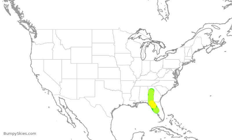 Turbulence forecast map for DAL2605, ATL to TPA