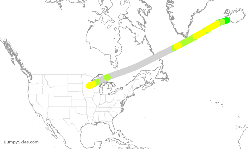 Turbulence forecast map for DAL260, MSP to IKF