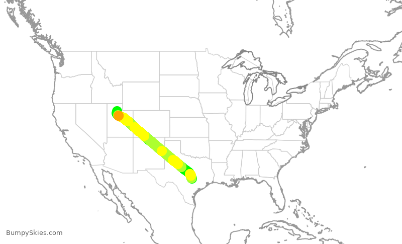 Turbulence forecast map for DAL2618, AUS to SLC