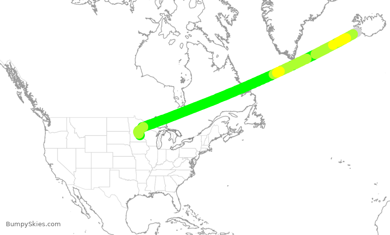 Turbulence forecast map for DAL261, IKF to MSP