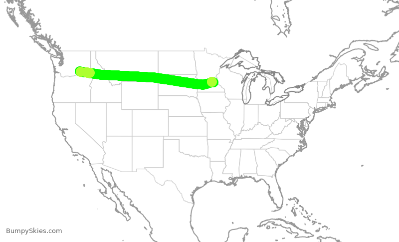 Turbulence forecast map for DAL2622, PSC to MSP