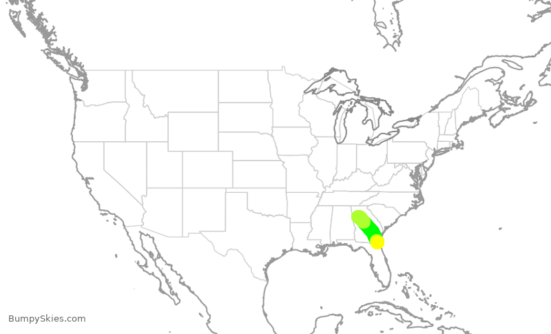 Turbulence forecast map for DAL2627, JAX to ATL