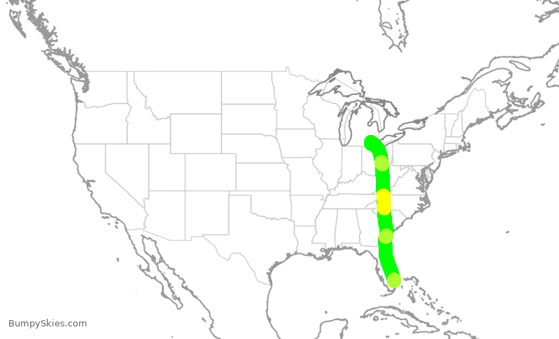 Turbulence forecast map for DAL2631, FLL to DTW