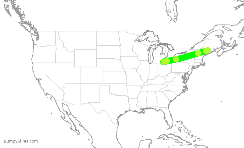Turbulence forecast map for DAL2636, DTW to BGR