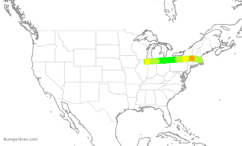 Turbulence forecast map for DAL2646, ORD to BOS