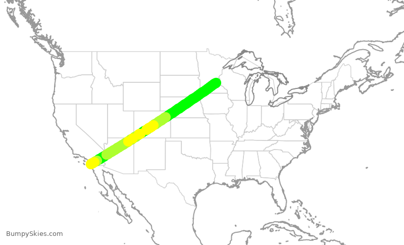 Turbulence forecast map for DAL2647, SAN to MSP