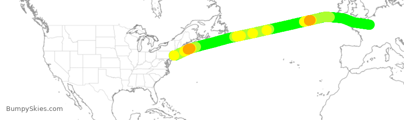 Turbulence forecast map for DAL264, JFK to CDG