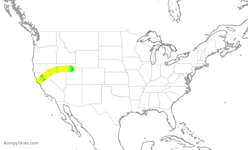 Turbulence forecast map for DAL2652, SFO to SLC