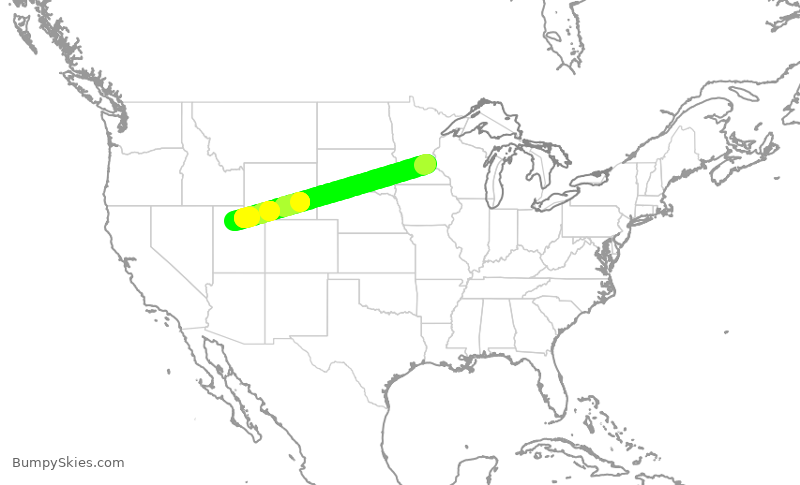 Turbulence forecast map for DAL2658, MSP to SLC