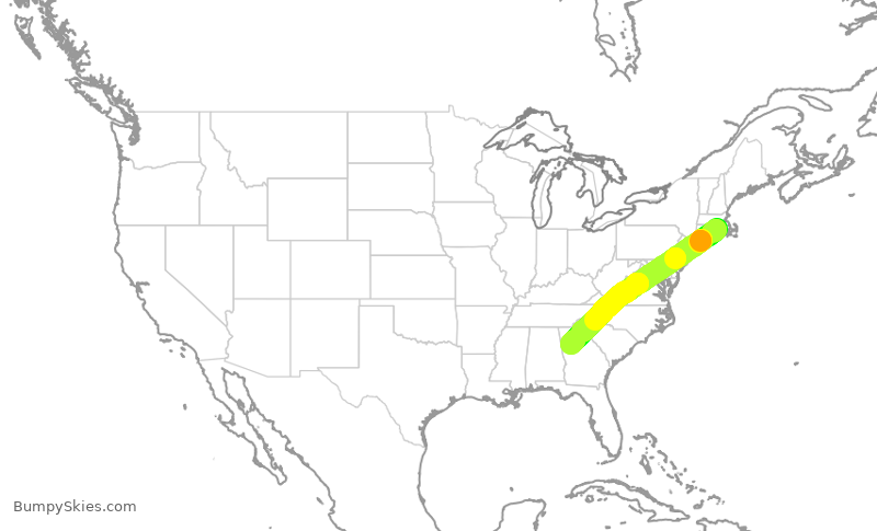 Turbulence forecast map for DAL2659, PVD to ATL