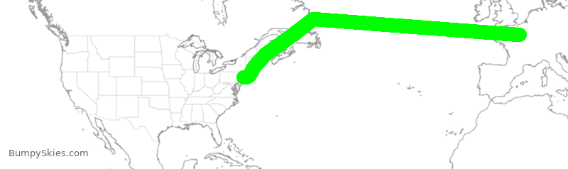 Turbulence forecast map for DAL265, FPG to JFK