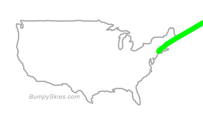 Map of continental US with illustrated flight path and turbulence forecast (described in text below)