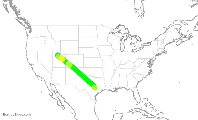 Turbulence forecast map for DAL2671, AUS to SLC