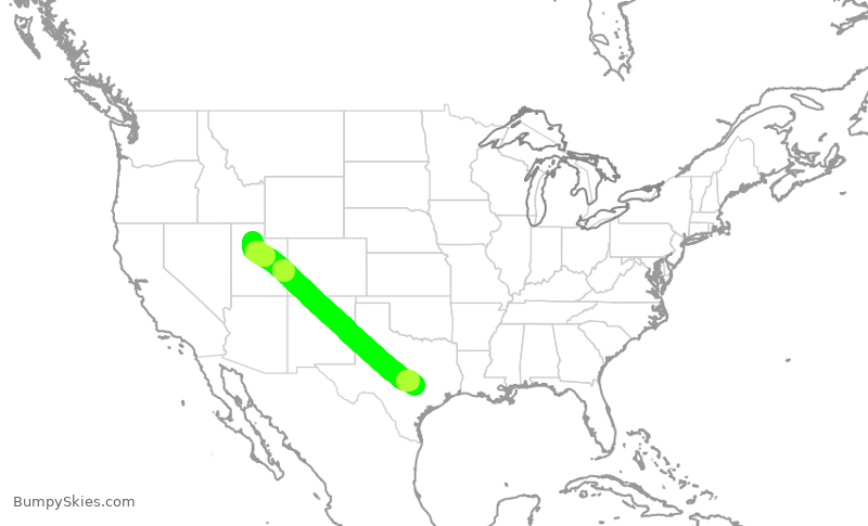Turbulence forecast map for DAL2671, SLC to AUS