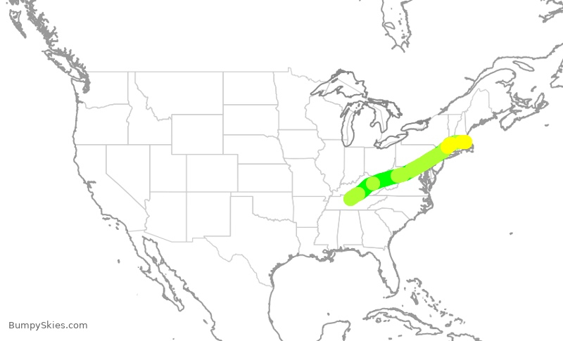 Turbulence forecast map for DAL2677, BOS to BNA