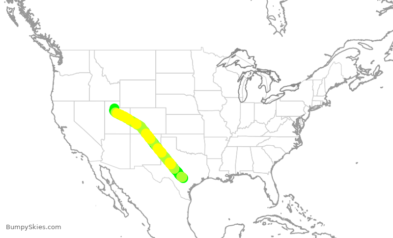 Turbulence forecast map for DAL2680, SAT to SLC