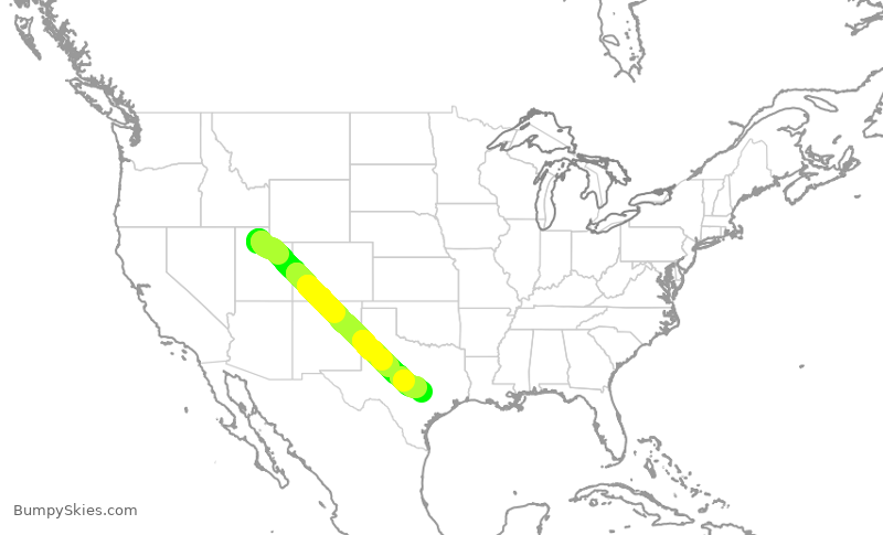 Turbulence forecast map for DAL2689, SLC to AUS