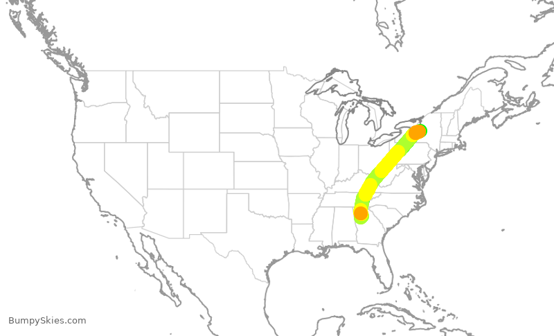 Turbulence forecast map for DAL2690, ATL to SYR