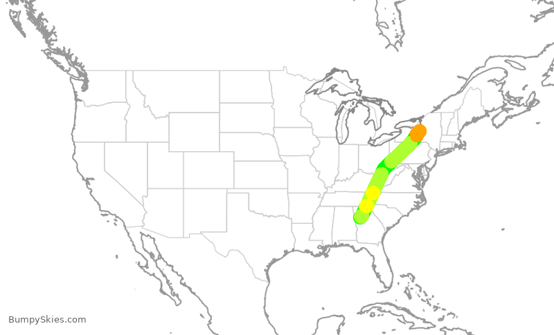 Turbulence forecast map for DAL2690, SYR to ATL