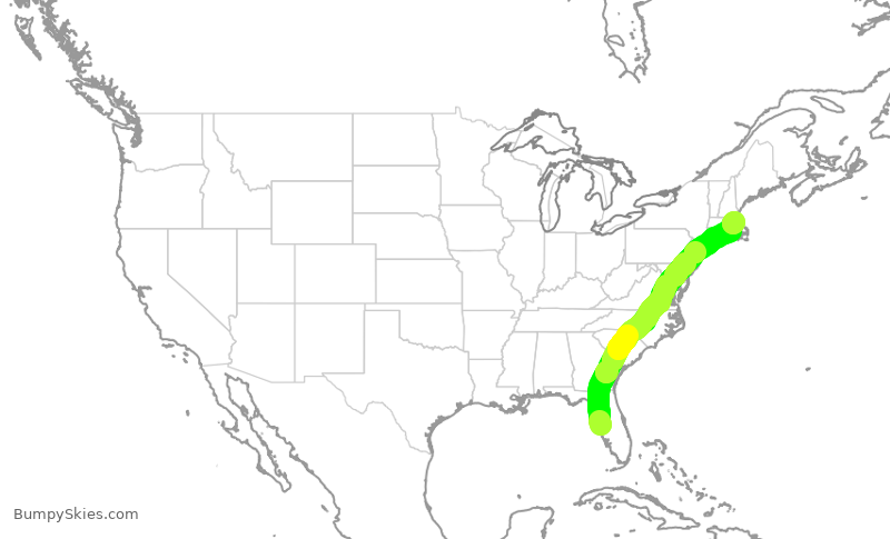 Turbulence forecast map for DAL2706, TPA to BOS