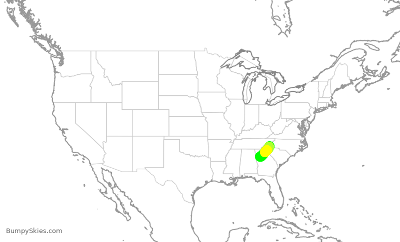Turbulence forecast map for DAL2712, AVL to ATL