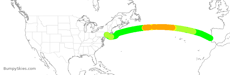Turbulence forecast map for DAL272, JFK to LIS