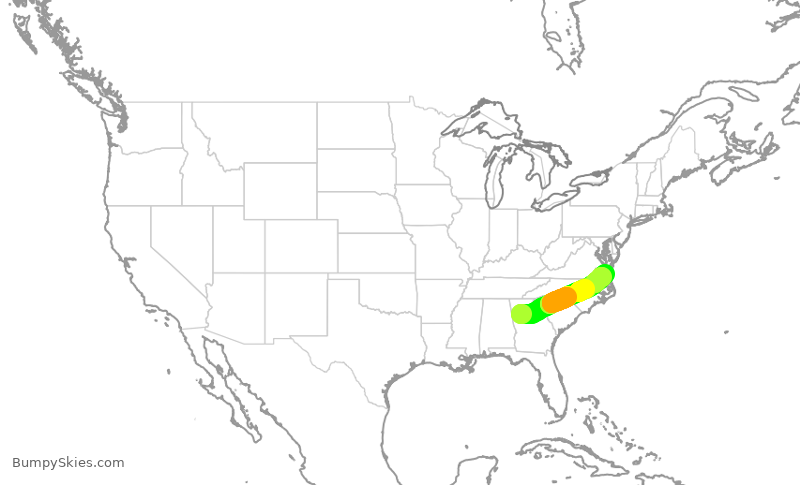 Turbulence forecast map for DAL2731, ATL to ORF