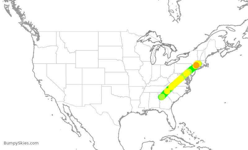 Turbulence forecast map for DAL2735, BDL to ATL