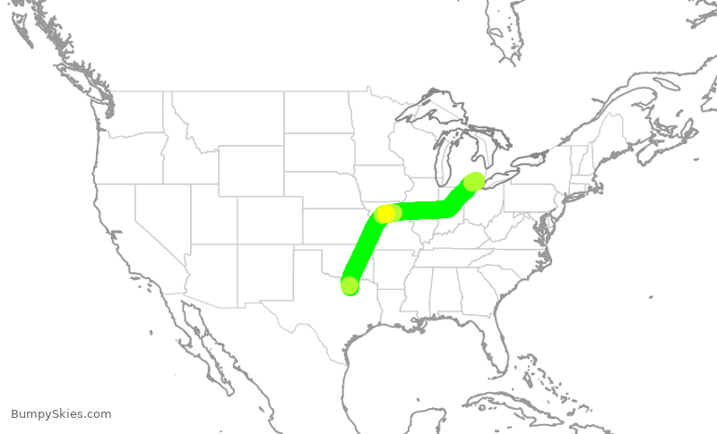 Turbulence forecast map for DAL2746, DFW to DTW