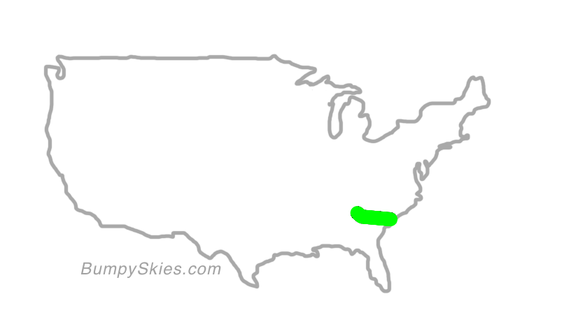 Map of continental US with illustrated flight path and turbulence forecast (described in text below)