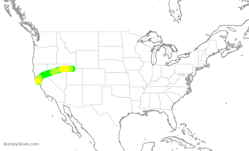 Turbulence forecast map for DAL2762, SLC to SFO