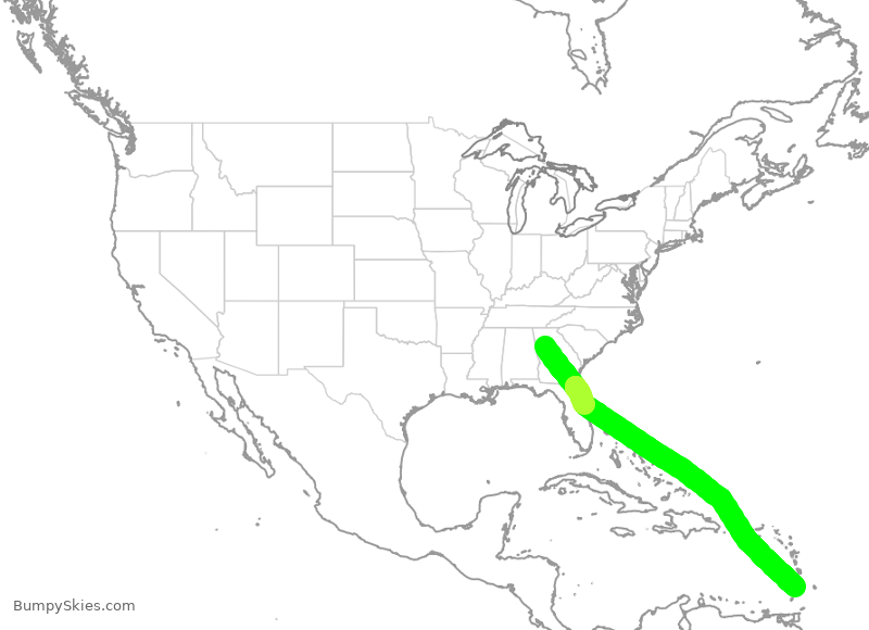 Turbulence forecast map for DAL2767, ATL to SVD