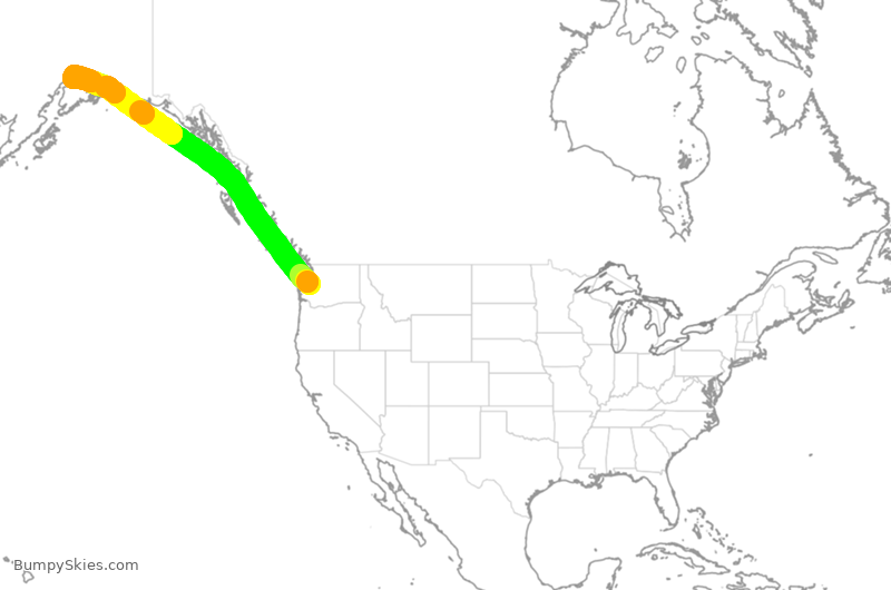 Turbulence forecast map for DAL2768, SEA to ANC