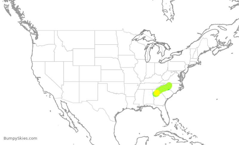 Turbulence forecast map for DAL2772, GSO to ATL