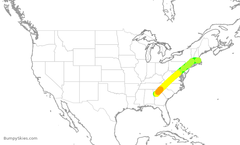 Turbulence forecast map for DAL2779, BOS to ATL